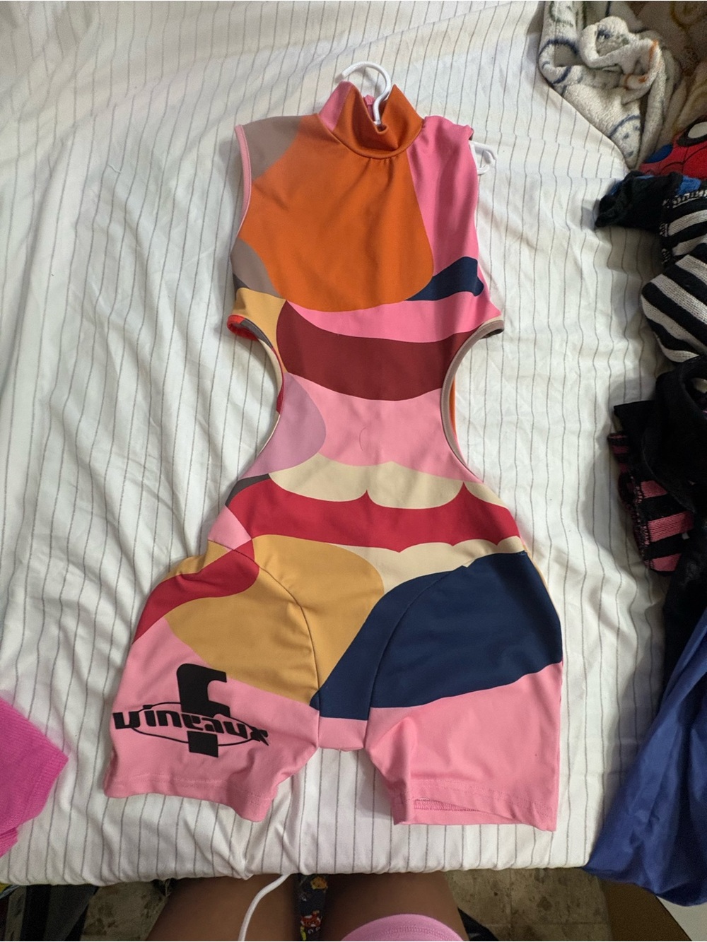 women Pink Multicolor Cutout One-Piece